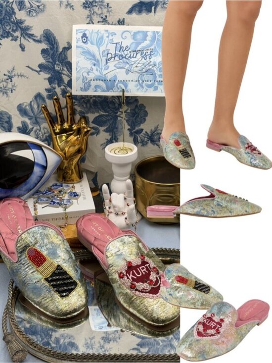 Kurt Geiger Shoes - 🆕 KURT GEIGER LONDON 🧿 NWOB Pink Embroidered Slipper Shoes - Sz 37 US 7